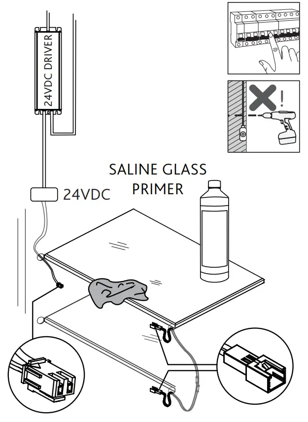 LUMINO A12E Miniature Lighting Profile Glass Shelves - VAC DIM
