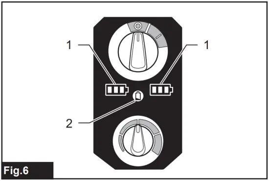 Battery indicators on control panel