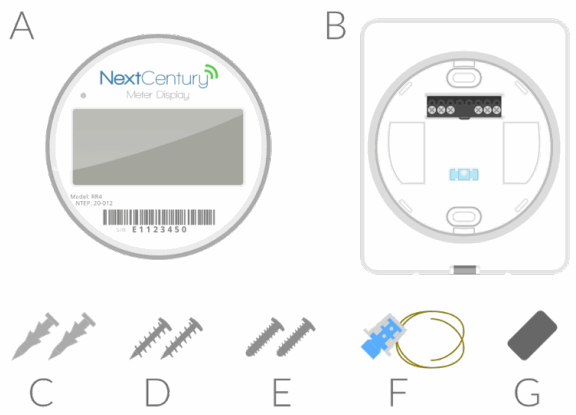 NextCentury RR4 Remote Reader Utility Meter Remote Display - Packaging Contents