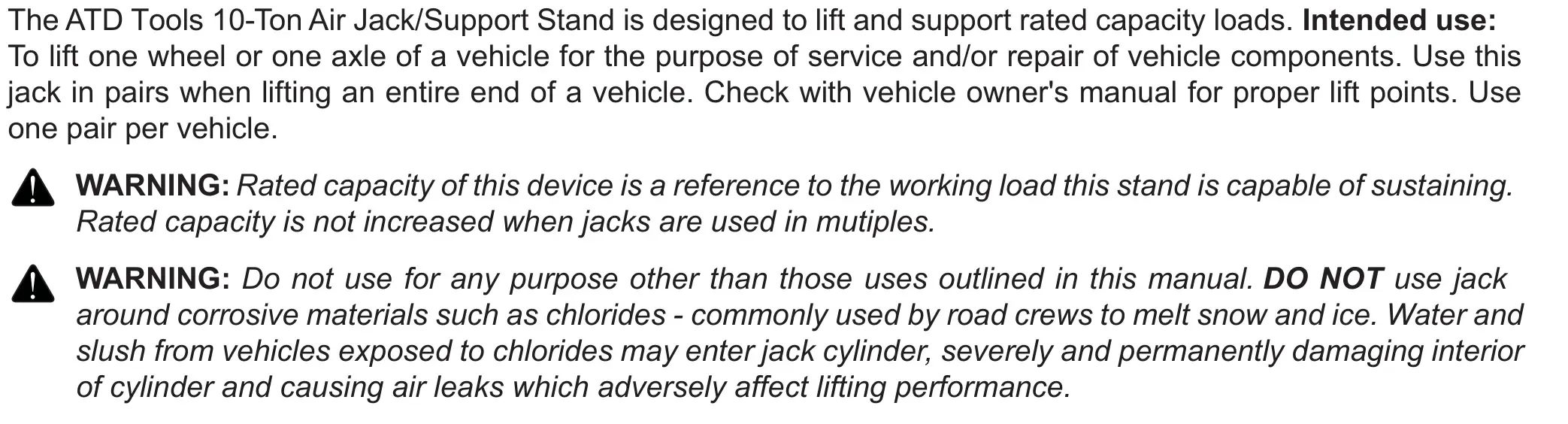 ATD-7350A 10-Ton Air Jack Support Stand - PRODUCT DESCRIPTION