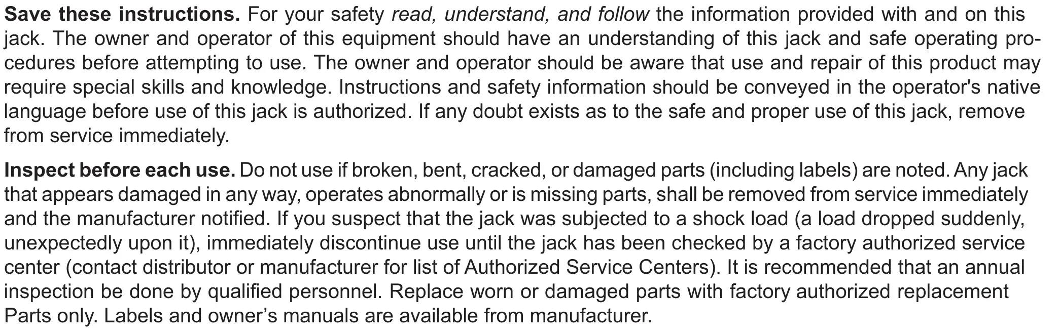 ATD-7350A 10-Ton Air Jack Support Stand - SAFETY AND GENERAL INFORMATION