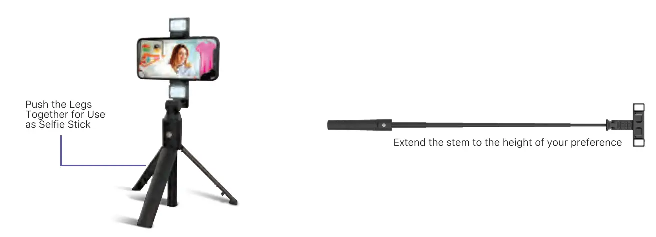 VIVITAR YS11 Selfie Tripod with Light fig 5VIVITAR YS11 Selfie Tripod with Light fig 5