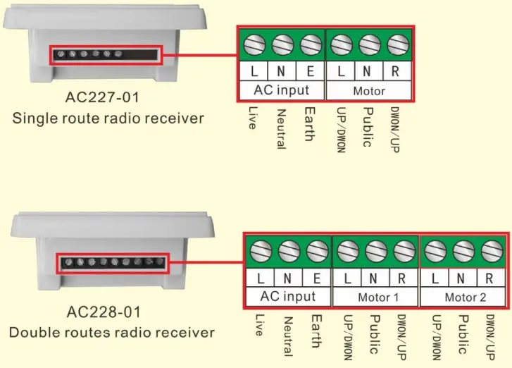 AOK AC227 01 Single Route Radio Receiver - Wiring 1