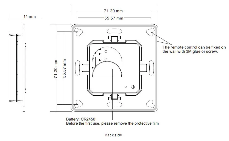 SUNRICHER -Single -Color -Wall Mounted- ZigBee- Remote -Controller- FIG 3