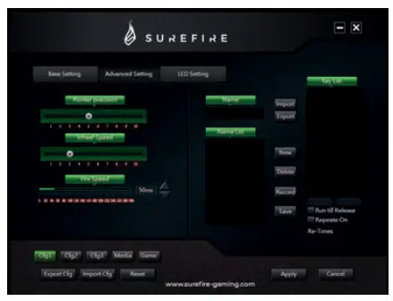 SUREFIRE 48817 Eagle Claw Gaming 9 Button Mouse with RGB - Advanced Setting