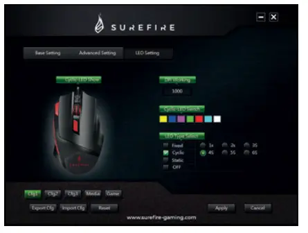 SUREFIRE 48817 Eagle Claw Gaming 9 Button Mouse with RGB - LED Setting