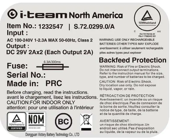TENNANT 1250527 i Charge 2 Plus Battery charger - Identification