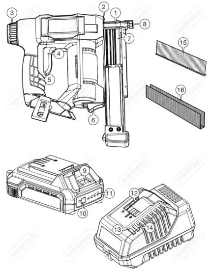 VonHaus 3500136 18V Li-ion Cordless Nail Gun and Staple Gun - figure 1