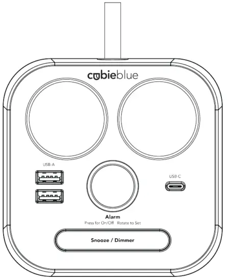 cubieblue BPEBXBUK Charging Alarm Clock with Bluetooth Speaker - CubieBlue EU Socket Version