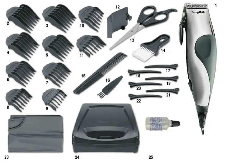 LIVING CO RFJZ 970C Hair Cutting Set 25 Piece - Fig