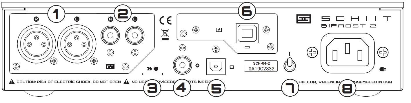 SCHIIT BIFROST 2 True Multibit Autonomy DAC with Unison Usb - REAR CONNECTIONS