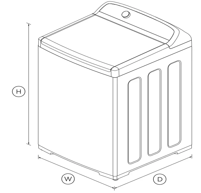 FISHER PAYKEL WL1068P1 10kg Top Loader Washing Machine - DIMENSIONS