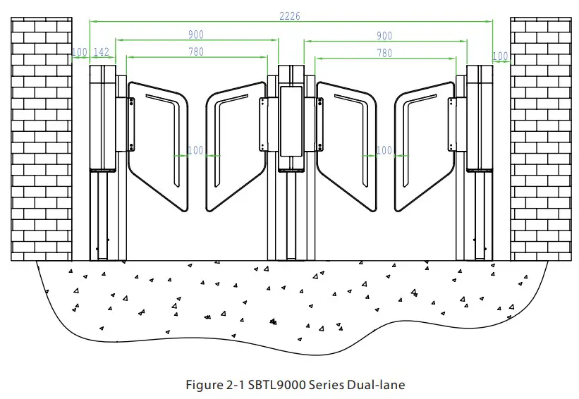 ZKTeco SBTL9000 Series Swing Barrier - figure 1