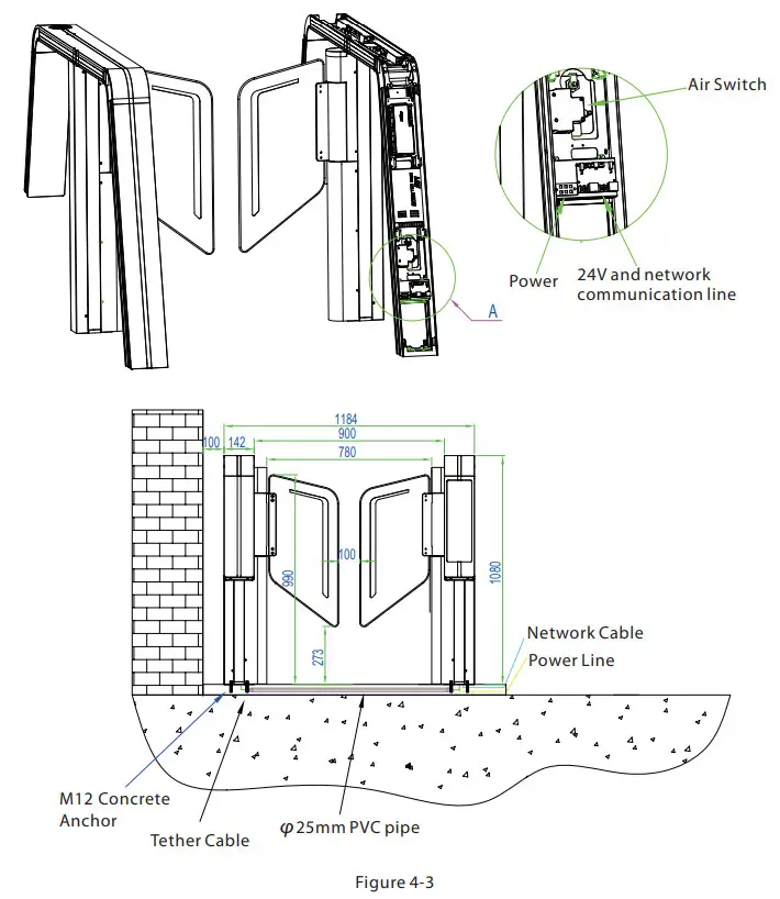 ZKTeco SBTL9000 Series Swing Barrier - figure 4
