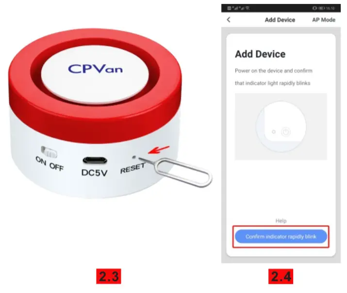 CPVan Cp6 WiFi Home Alarm System - Confirm indicator