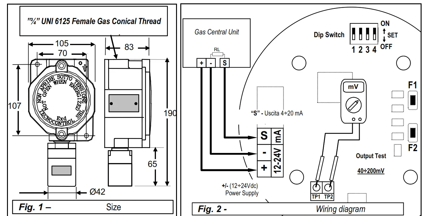 olympia electronics TS293KI Explosion Proof Hydrogen Analog Detector - Fig 1