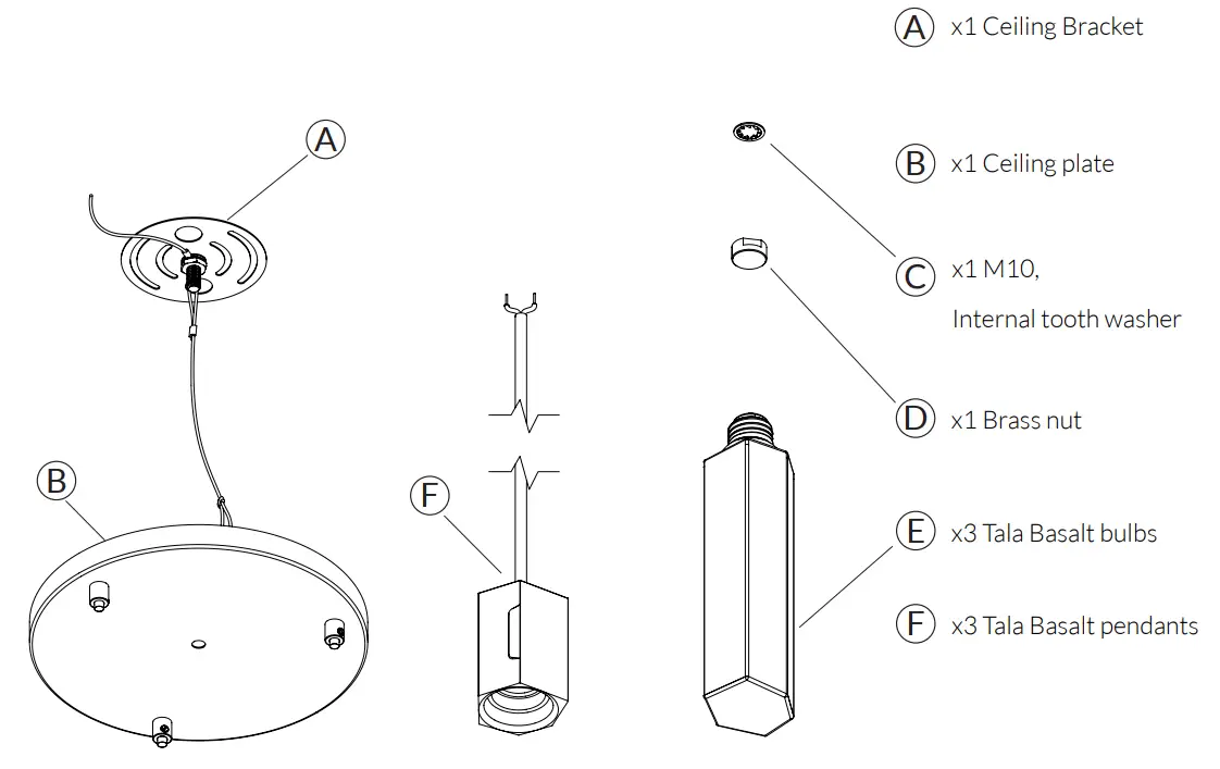 tala BSALT I SET TRI PD 01 US Basalt Triple Pendant - BASALT TRIPLE PENDANT