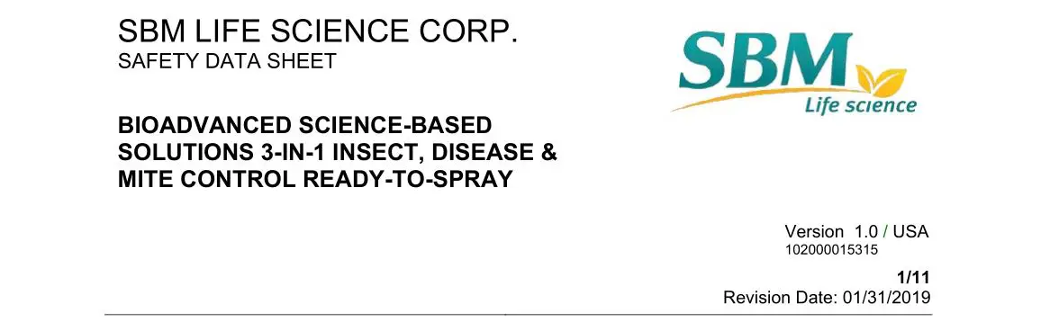 Bioadvanced Science-based Solutions 3-in-1 Insect, Disease & Mite Control Ready-to-spray Instruction Guide