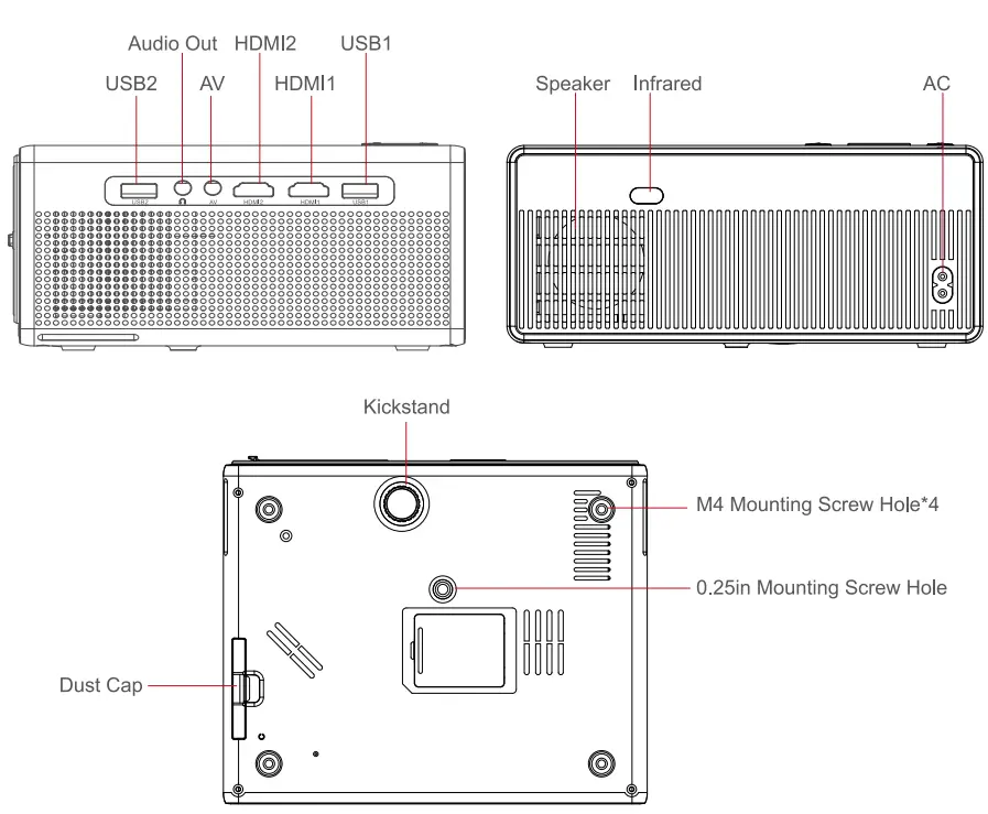 FUDONI Aurora P3 Movie Projector WiFi and Bluetooth 4