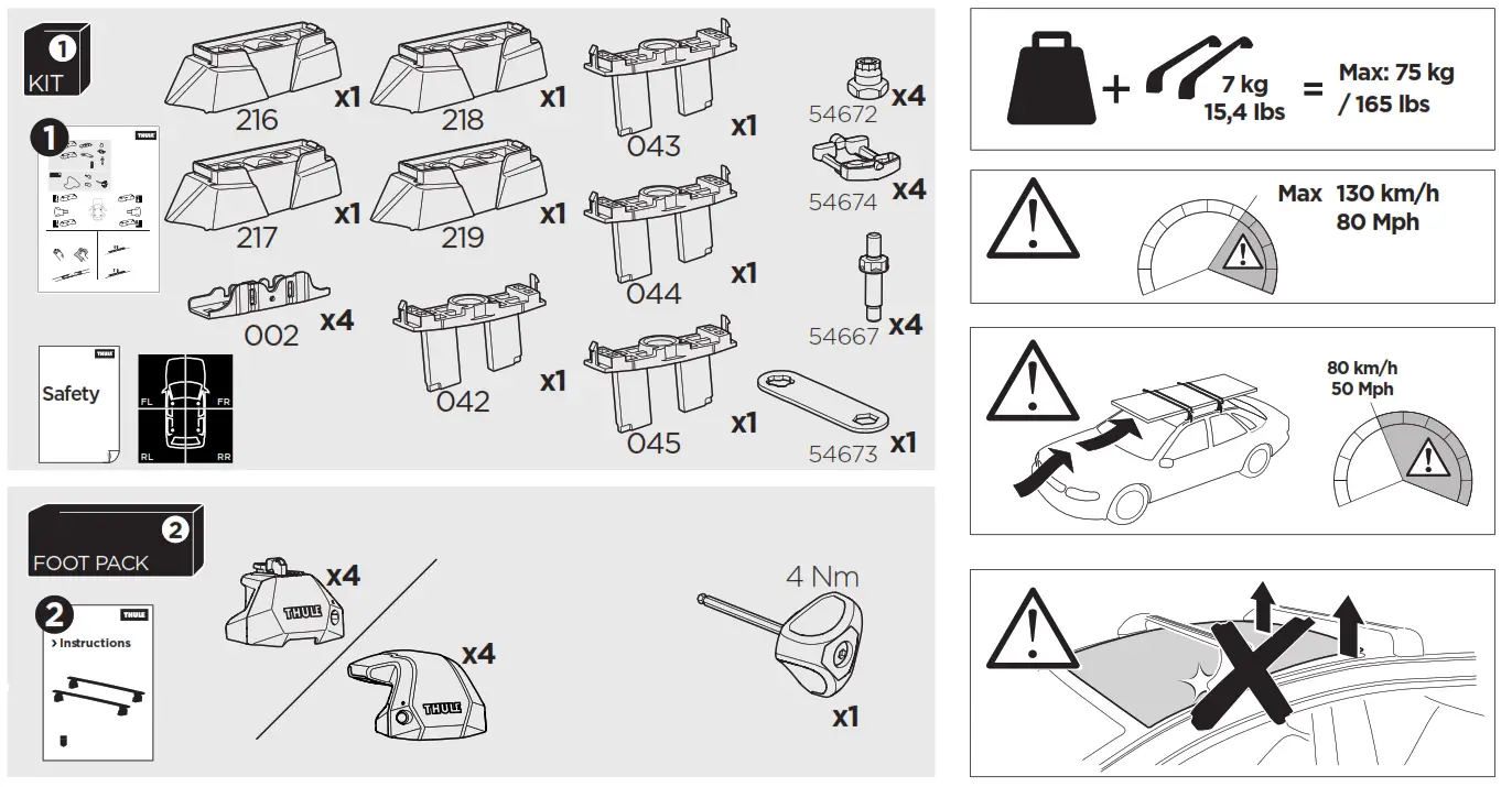 THULE 7107 Roof Rack Evo WingBar Evo Black - 1