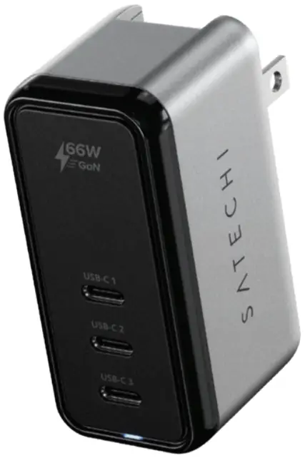 SATECHI ST-3C66WCM 66W 3-Port USB Type-C GaN Wall Charger