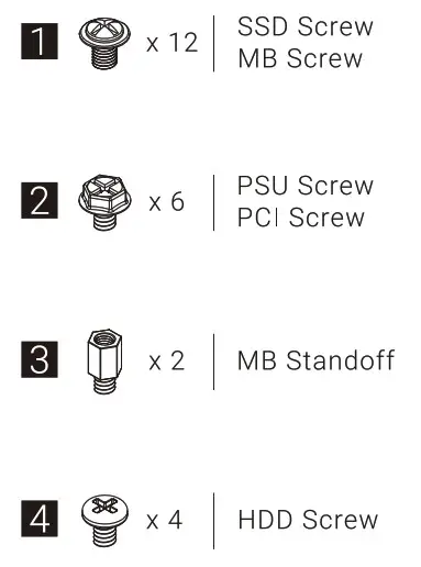 AeroCool HexForm Mini Tower Case - Accessory Bag Contents