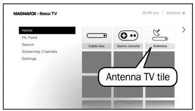 MAGNAVOX 55MV379R F7 55 inch Ultra HD Roku Smart TV User Guide - Connect antenna or cable