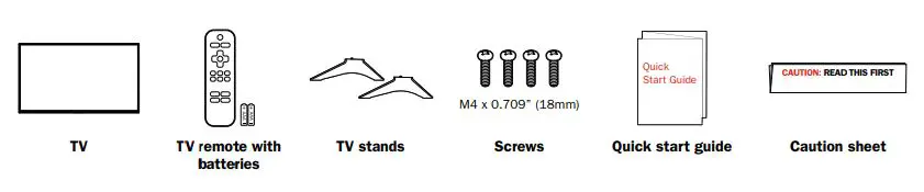 MAGNAVOX 55MV379R F7 55 inch Ultra HD Roku Smart TV User Guide - What's in the box
