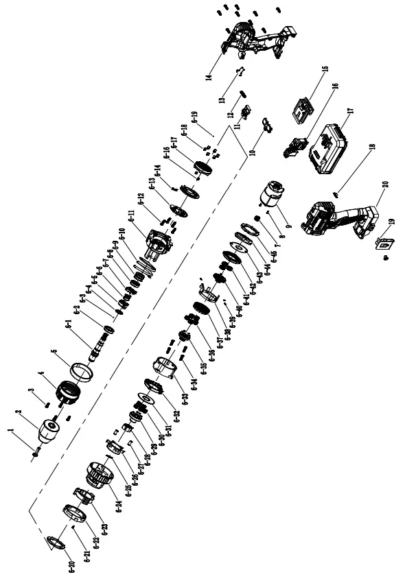 Bauer 1791C-B1 Cordless Drill and Impact Driver - assembly Diagram for