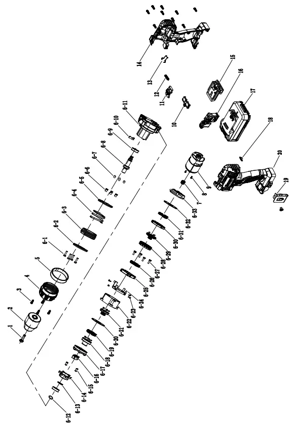 Bauer 1791C-B1 Cordless Drill and Impact Driver - assembly Diagram
