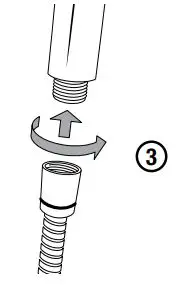 Waterpik Height Select Hand Held Shower Head Instruction Manual - Connect other end of hose to hand held shower head and hand tighten.