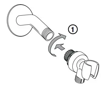 Waterpik Height Select Hand Held Shower Head Instruction Manual - Tighten pivot ball to pipe by turning in a clockwise direction as shown