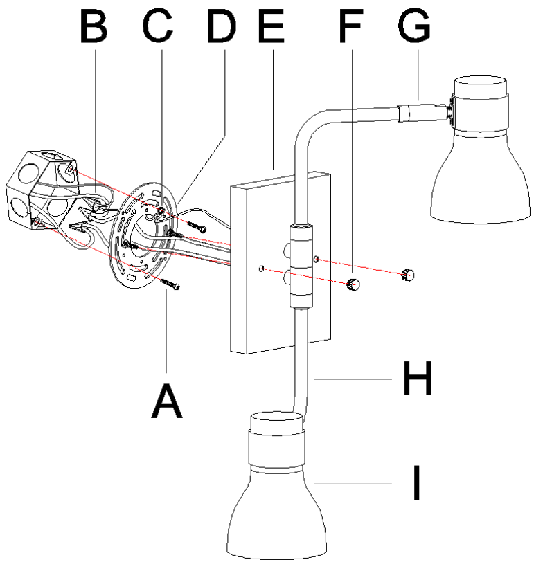 ZEVNI A04526 Belem 8 Inch H Black Wall Sconce - PARTS INCLUDING