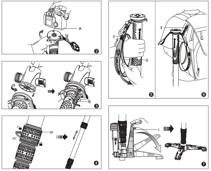 Vanguard-VEO-2S-AM-264TR-Monopod-with-Tri-Feet-and-Smartphone-Connector-FIG-2