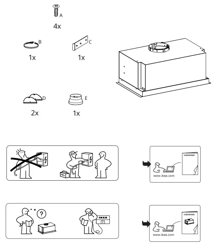 IKEA Underverk Built-In Extractor Hood Stainless Steel 80CM