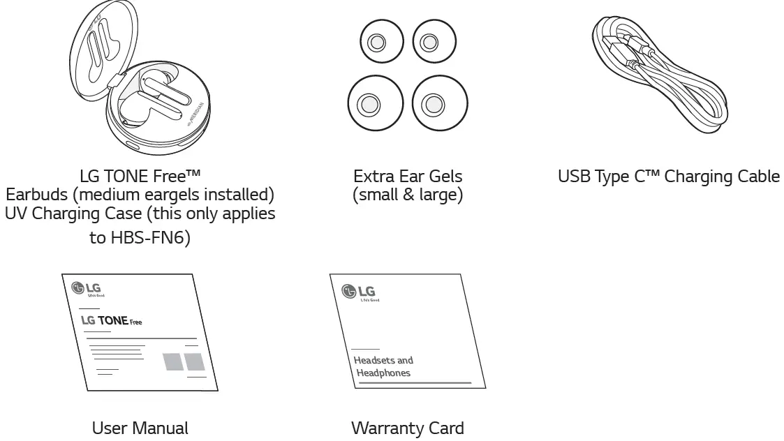 LG TONE Free FN7 Wireless Earbuds with ANC and Meridian Audio Product Components