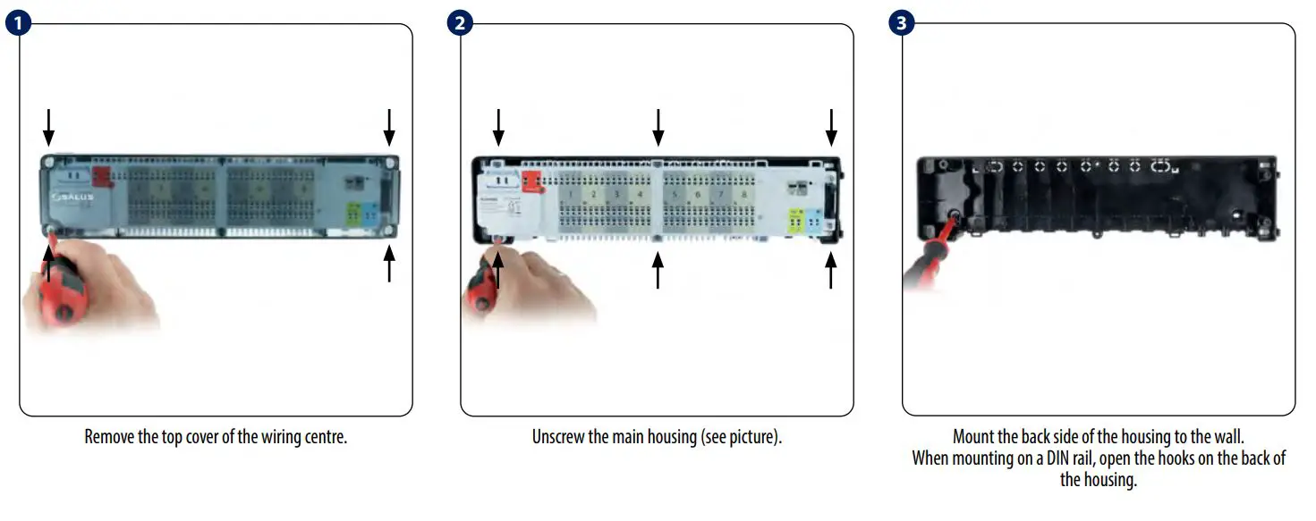 SALUS KL08NSB 230V 8 Zones Wiring Centre User Manual - INSTALLATION 1 to 3