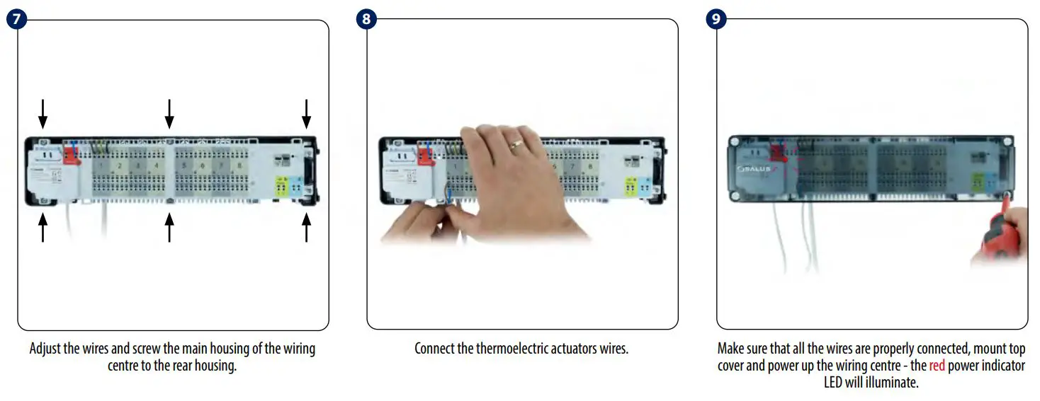 SALUS KL08NSB 230V 8 Zones Wiring Centre User Manual - INSTALLATION 7 to 9