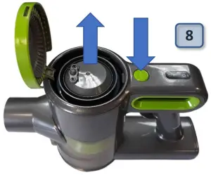 DAEWOO FLR00010 Cyclone Freedom 22.2V Cordless Vacuum - Release Button