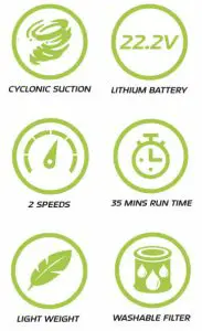 DAEWOO FLR00010 Cyclone Freedom 22.2V Cordless Vacuum - syambol