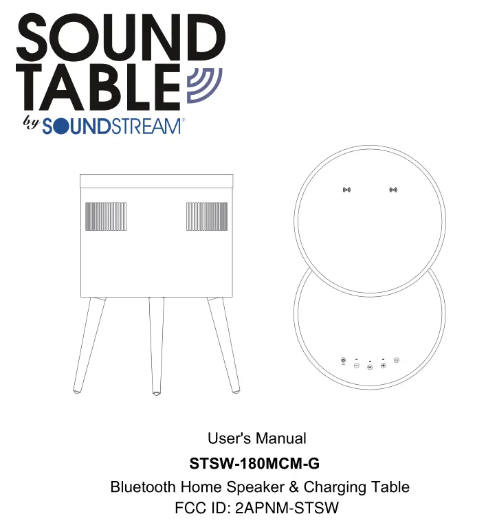 SoundStream SoundTable Bluetooth Home Speaker & Charging Table [STSW-180MCM-G] User Manual