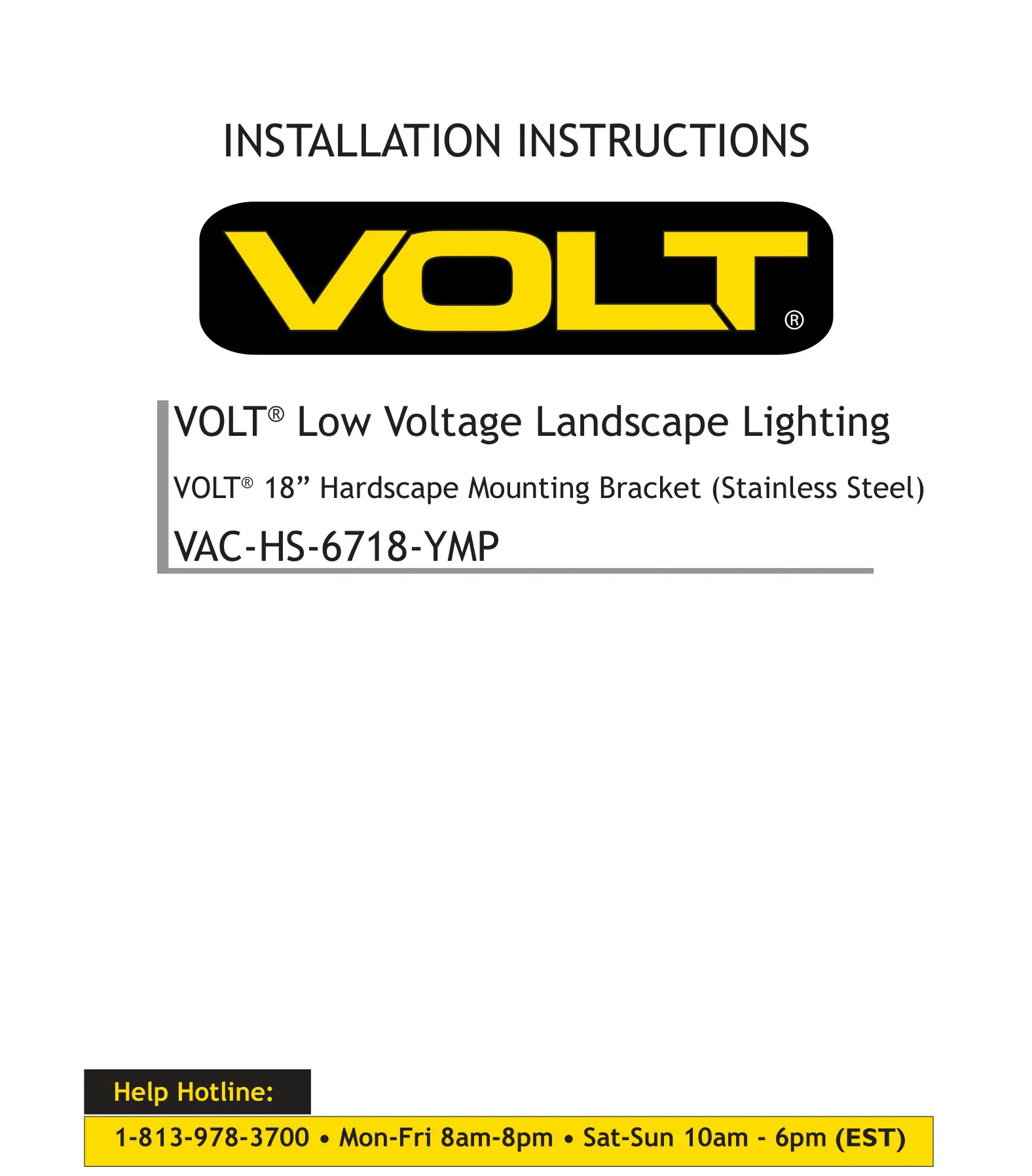 VAC-HS-6718-YMP Low Voltage Landscape Lighting Instruction Manual
