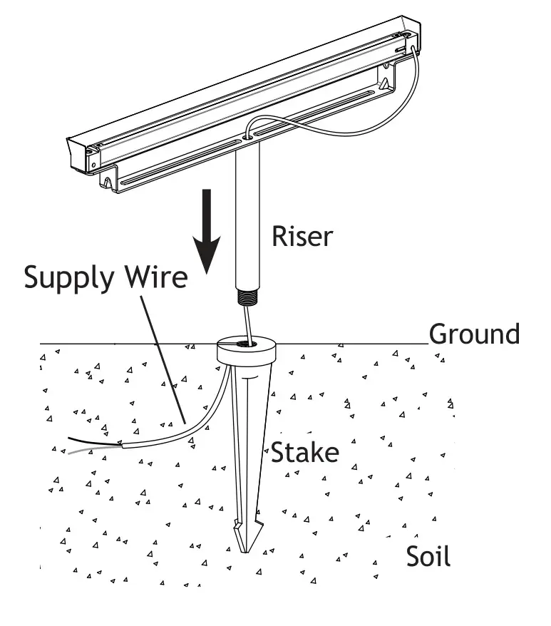 VAC-HS-6718-YMP Low Voltage Landscape Lighting - Intsall Riser to Stake