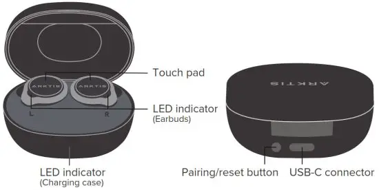Arktis ONE Truly Wireless Noise Canceling Earbuds - Touch pad