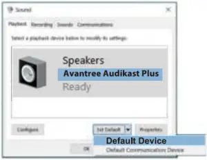 Set Avantree Audikast Plus as the playback device 2