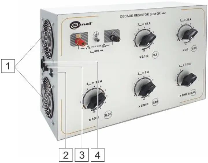 sonel SRM-0R1-4k1 High current Decade Resistor - Side panel