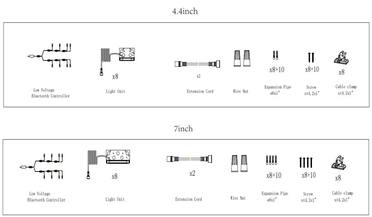 Cloudy Bay CBSHL74BLORBH Low Voltage Smart Hardscape Paver Light Instruction Manual - 4.4 & 7 inch