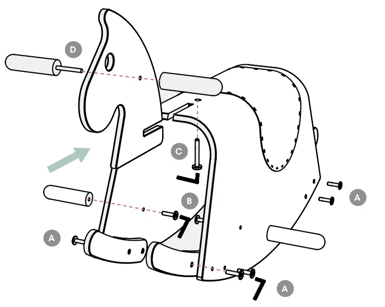 beeloom sitter Wooden Rocking Horse - parts
