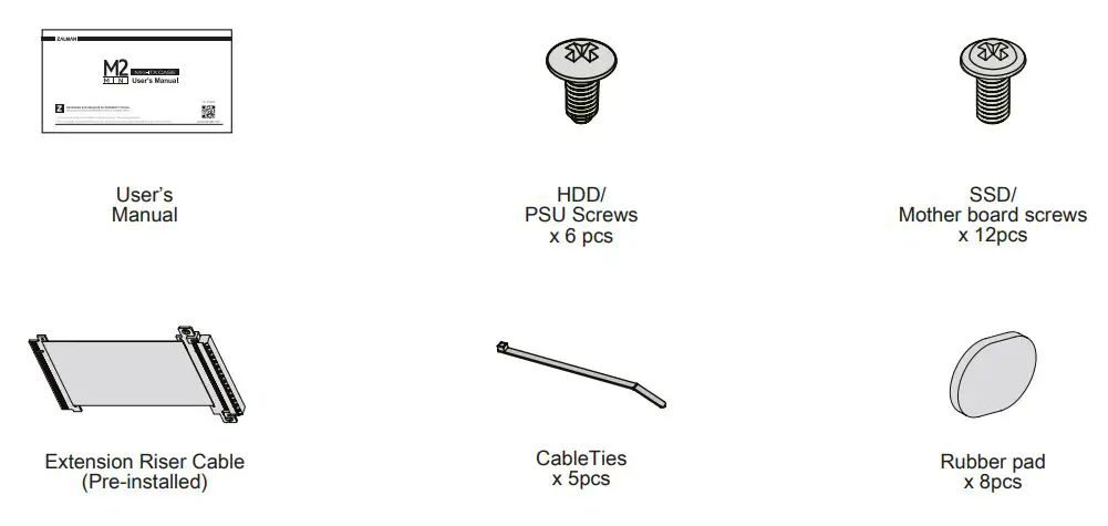 ZALMAN M2 Mini-ITX Computer Case - Gray User Manual - Accessories