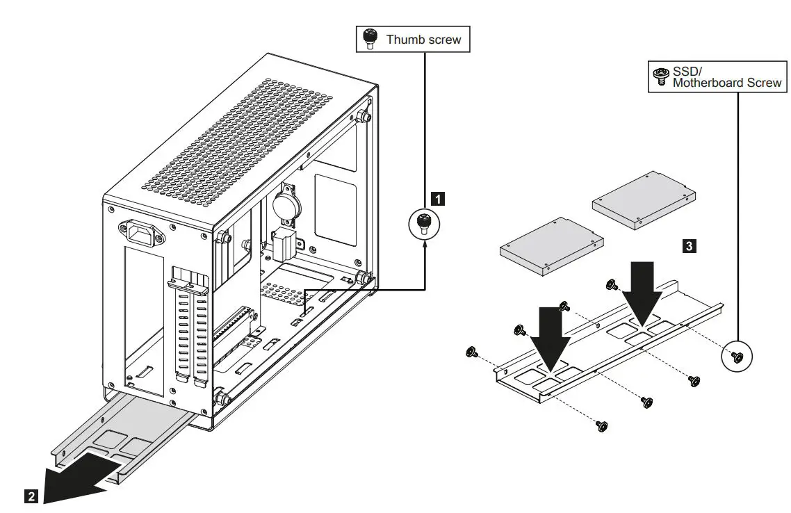 ZALMAN M2 Mini-ITX Computer Case - Gray User Manual - HDD SSD Installation